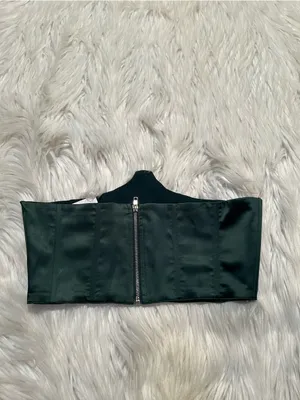 Heiress Beverly Hills Women's Size Small Waist Corset Top Dark Green Zip Back thumbnail 4