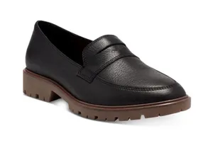 Lucky Brand Women's Tomber Lug Sole Black Leather Loafers Size 10M Minimalist thumbnail 1