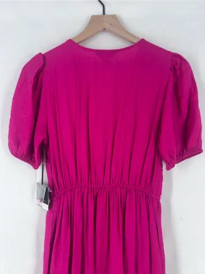 Simply Vera Vera Wang Semi Satin‎ Pink V-Neck Puff Sleeve Maxi Dress Size XS NWT thumbnail 11