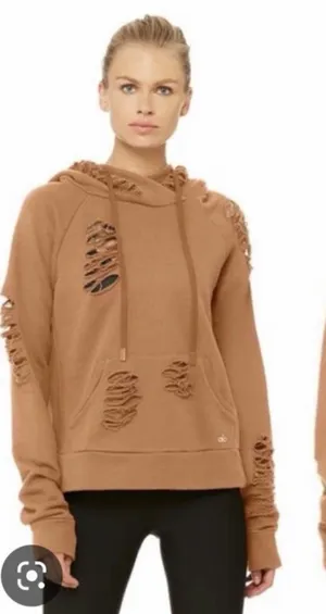 ✨ Alo Yoga‎ Ripped Distressed Henna Rust Hoodie Size XS ✨ thumbnail 1