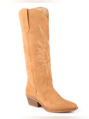 ROPER WOMEN'S STARBURST TALL WESTERN BOOTS - ROUND TOE Tan Western SIZE 5 thumbnail 2
