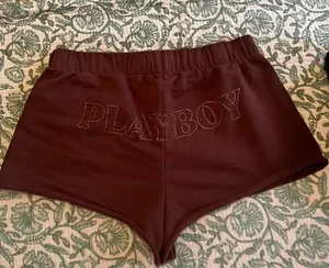 Brown Playboy by Pacson shorts with gold gems thumbnail 1
