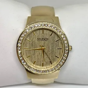 Studio women’s watch gold tone dial cuff bracelet size 7” quartz 38mm running thumbnail 1