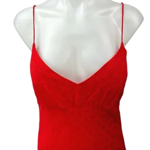 Zara Red Polka Dots V-neck Spaghetti Midi Maxi Cami Camisole Slip Tank Dress S thumbnail 3