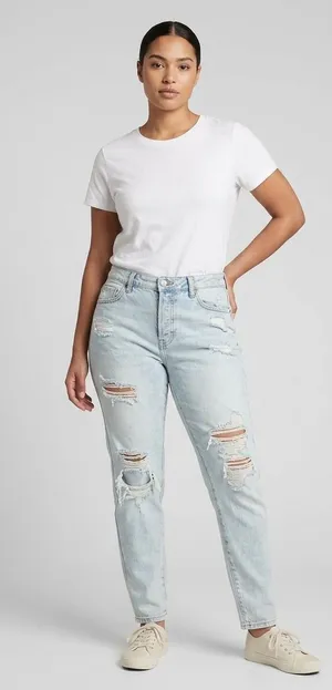 refuge Light Wash Ripped Boyfriend Jeans thumbnail 1