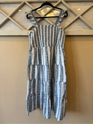 J. Crew blue Floral Smocked midi dress size large thumbnail 2