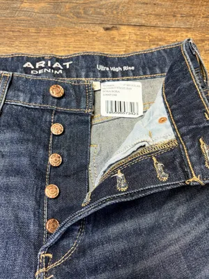 NEW Ariat Jeans Tomboy Straight Ultra High-Rise Women's 27 Button Fly Distress thumbnail 5