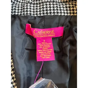 NWT‎ Catherine Malandrino Blazer Size 2 Black White Houndstooth Professional thumbnail 4