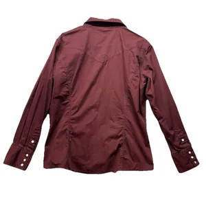 Carhartt Burgundy Pearl Snap Long Sleeve Shirt Size L Large Country Western thumbnail 4