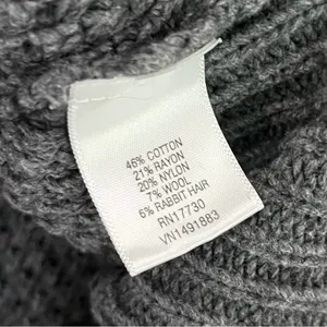 Merona Wool Rabbit Hair Cable Knit Scoop Neck Fisherman Sweater Grey Women’s XL‎ thumbnail 8