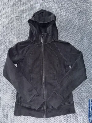 Lululemon Women's Black Full Zip Scuba Hoodie Jacket Thumbholes Size‎ 8 thumbnail 1