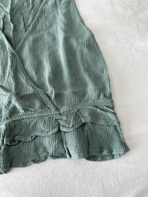 Sage Green Ruffle Detail Cropped Tank thumbnail 4
