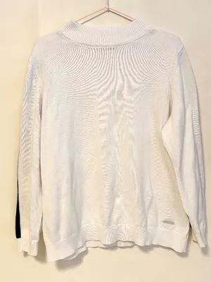 Collection L Mock Neck Long Sleeve Sweater White Black Stripe Womens Size L 14 thumbnail 2