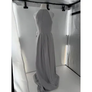 Weddingtown Way Isabelle Gray Halter Maxi Gown Dress Sz 4 Bridesmaid thumbnail 6