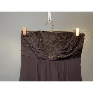 David's Bridal Dress Womens 4 Brown Strapless Chiffon Beaded Bridesmaid 13128 thumbnail 2