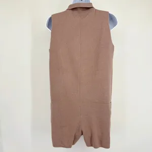 Ekouaer Knit Romper SM Apricot Sleeveless Collared Lounge Casual Resort Travel‎ thumbnail 5