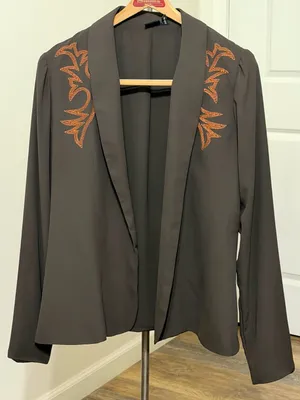 Cruel Denim Western Blazer Brown Medium Copper Embroidery Country Festival Wear thumbnail 1