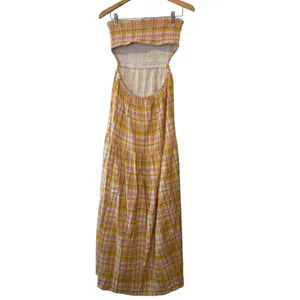 Anthropologie LSpace Tina‎ Strapless Smocked Cutout Plaid Maxi Dress XL NWT thumbnail 5