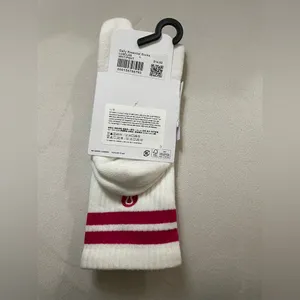 Lululemon NWT Daily Essential Crew White and Pink Athletic Socks Size L Unisex thumbnail 3