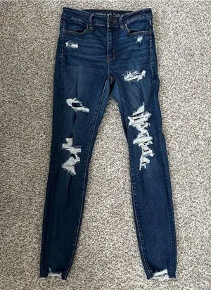 American Eagle Hi-Rise Jegging Denim Jeans Skinny Distressed High Rise Stretch 6 thumbnail 1