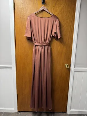 Baltic Born Sicily Short Sleeve Maxi Dress Satin Front Slits Rosy Brown XXL thumbnail 13