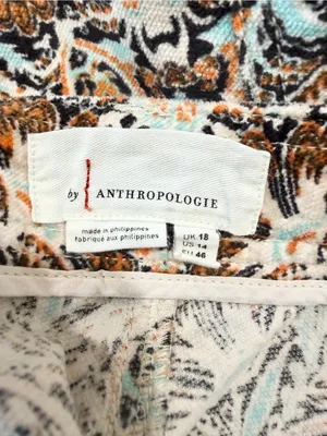 Anthropologie Paisley Corduroy Barrel Pants Size 14 Cotton Artsy Boho Cropped thumbnail 3
