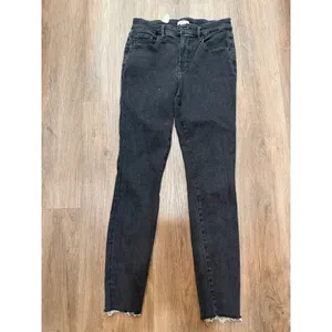 Good American High Rise Skinny Jeans Black Raw Hem Womens 8/29 thumbnail 2