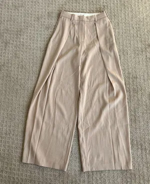 NEW Aritzia Babaton Marmont Trouser Pants Hummus Beige High Waist Wide Leg Sz 0 thumbnail 1
