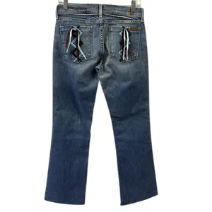7 for all Mankind Justine Bootcut with Laced Ribbon Accent Pockets Blue Jeans 27 thumbnail 2