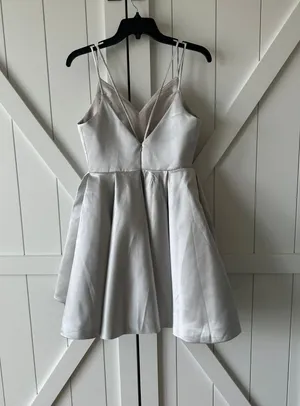 Silver Formal Dress Short Size 2 thumbnail 2