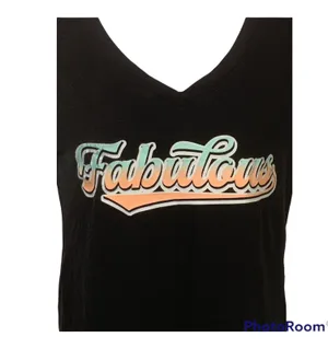Juniors Short Sleeve Black T-Shirt Top Size Medium Fabulous Pre-Owned thumbnail 2