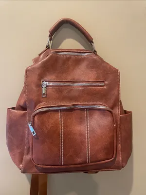 Brown Faux Leather Backpack Handbag never used thumbnail 1