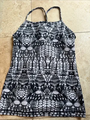 Lululemon Black & White Patterned Strappy Tank Top thumbnail 1