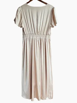 NWT Baltic Born Poppy Satin Midi Dress V-Neck Open Tie Front in Champagne Sz XL‎ thumbnail 5
