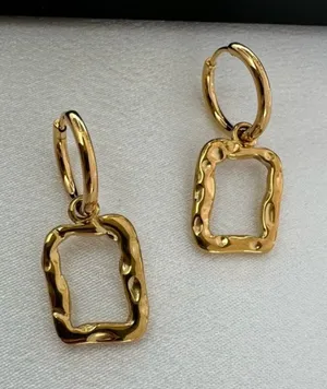 Geometric Square Dangle Drop Earrings for Women Gold thumbnail 1
