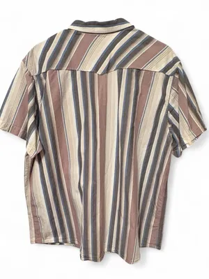 Ariat Men's Short Sleeve Striped Western Shirt — Blue, Cream & Brown Sz XXL thumbnail 2