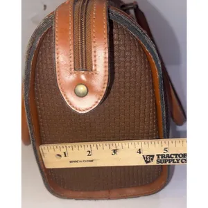 Vintage JR Julius Resnick Monogram Lining Leather Woven Purse Satchel Bag USA thumbnail 5