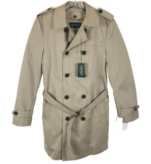 NWT Womens Size 12 Lauren Ralph Lauren Beige Belted Spring Trench Coat NEW thumbnail 1