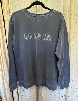 Comfort Colors Embroidered Kappa Kappa Gamma Crew Neck Mineral Wash Sweatshirt M thumbnail 1