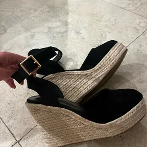 Black Wedge Espadrilles Size 7 thumbnail 2