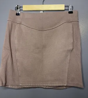 Lululemon Scuba Skirt Womens Medium Beige French Terry Mini Elastic Waist thumbnail 1