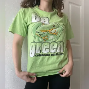 Anvil Vintage Y2K Be Green Earth‎ Day Frog Graphic Tshirt Size Medium thumbnail 3