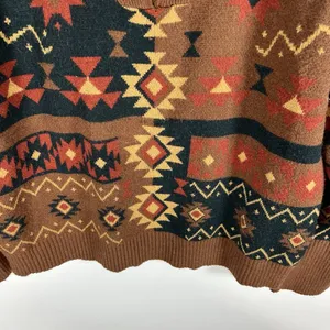 BKE Western Pullover Sweate 3/4 Zip Women's Size Large Boho Aztec Brown Soft‎ thumbnail 5