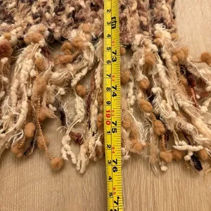 Cejon Brown Beige Textured Knit Fringe Winter Scarf Cozy thumbnail 5