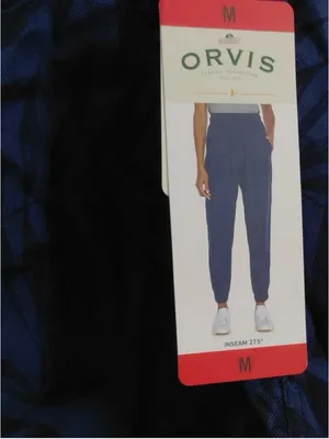 Orvis Blue Navy Leaf Print Jogger Pants M (~18” Waist) NWT thumbnail 4