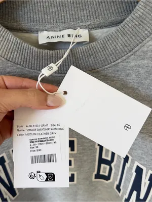 Anine Bing Spencer Sweatshirt Logo in Heather Grey NWT thumbnail 7