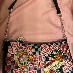 Ed Hardy Love Eternal Y2K Skull Rose Rhinestone Shoulder Bag NWT thumbnail 7