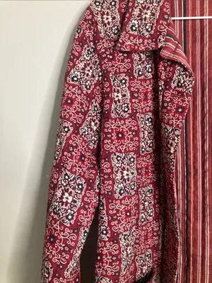 Source Unknown Red Patterned Open-Front Blazer Jacket Quilted Boho thumbnail 2
