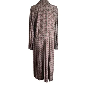 Vintage 1980s‎ Schrader Paisley Pleated Grandma Core Midi Length Dress Size 12 thumbnail 2