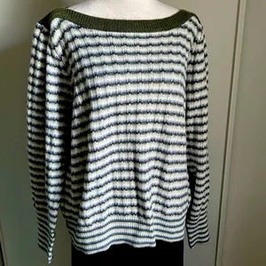 New Nine West Women’s Cozy Boatneck Striped Stitch Knit Long Sleeve Sweater thumbnail 7